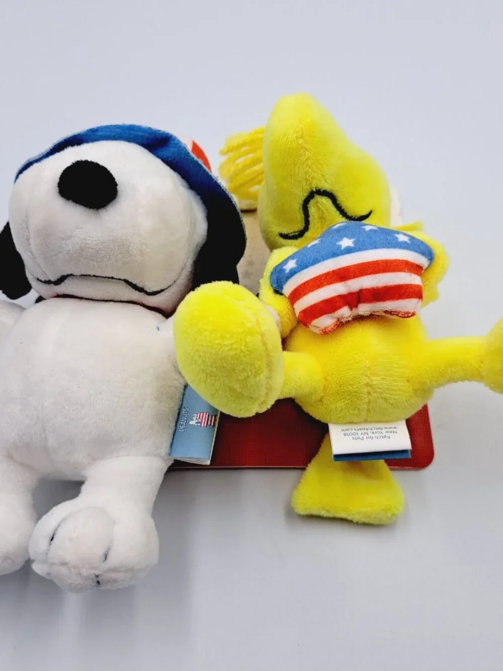 Patriotic Peanuts Snoopy and Woodstock 4th Of July Plush Dog Small Pet Toy Set